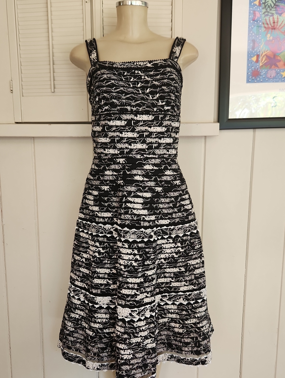 elevenses Black and White Printed Midi Dress